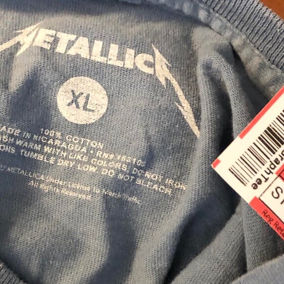 NWT MERCH TRAFFIC METALLICA Band Tee Ride the Lightning Teal Blue XL - Picture 5 of 5
